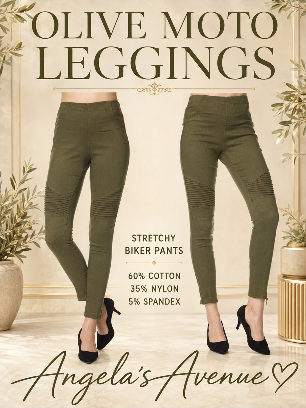 Moto Leggings Stretchy Biker Pants NEW